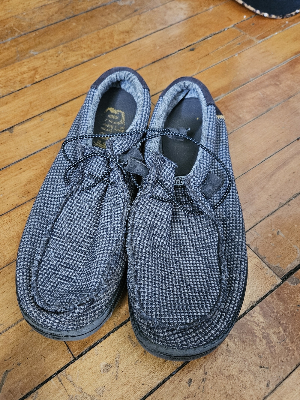 Hey Dude Men's Charcoal Gray Woven Slip-On Loafers